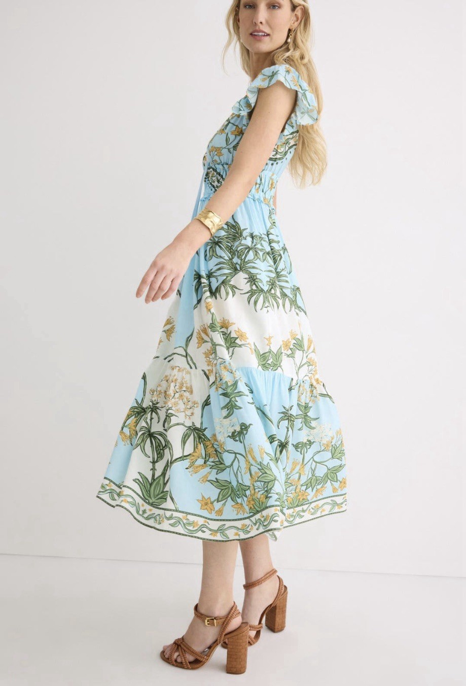 Derek Lam 10 Crosby x RTR Flutter Sleeve V-Neck Midi