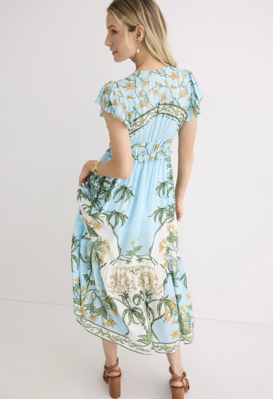 Derek Lam 10 Crosby x RTR Flutter Sleeve V-Neck Midi