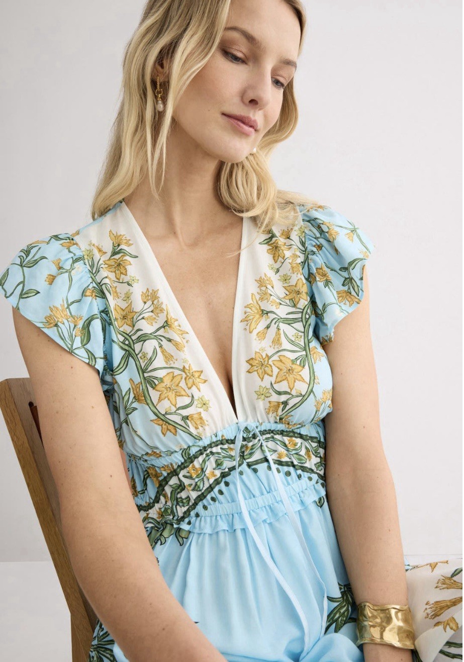 Derek Lam 10 Crosby x RTR Flutter Sleeve V-Neck Midi