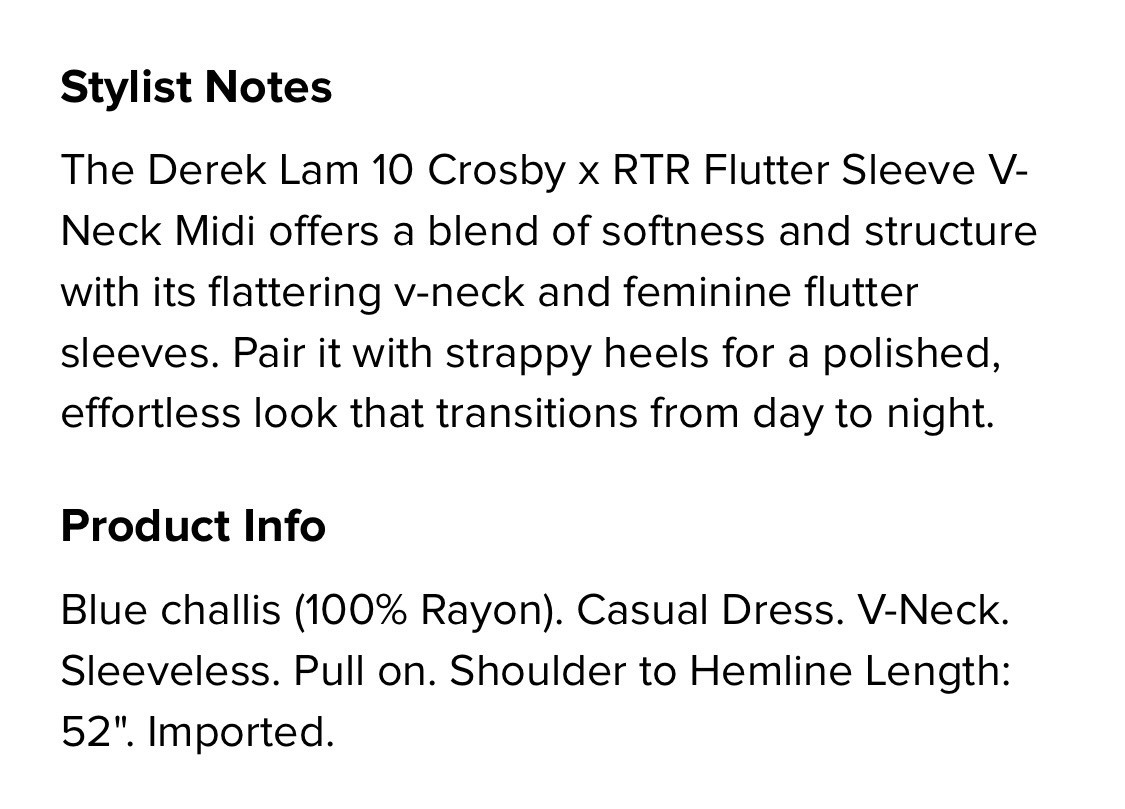 Derek Lam 10 Crosby x RTR Flutter Sleeve V-Neck Midi