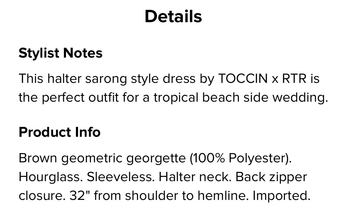 Toccin X RTR Halter Sarong Dress Msrp $445