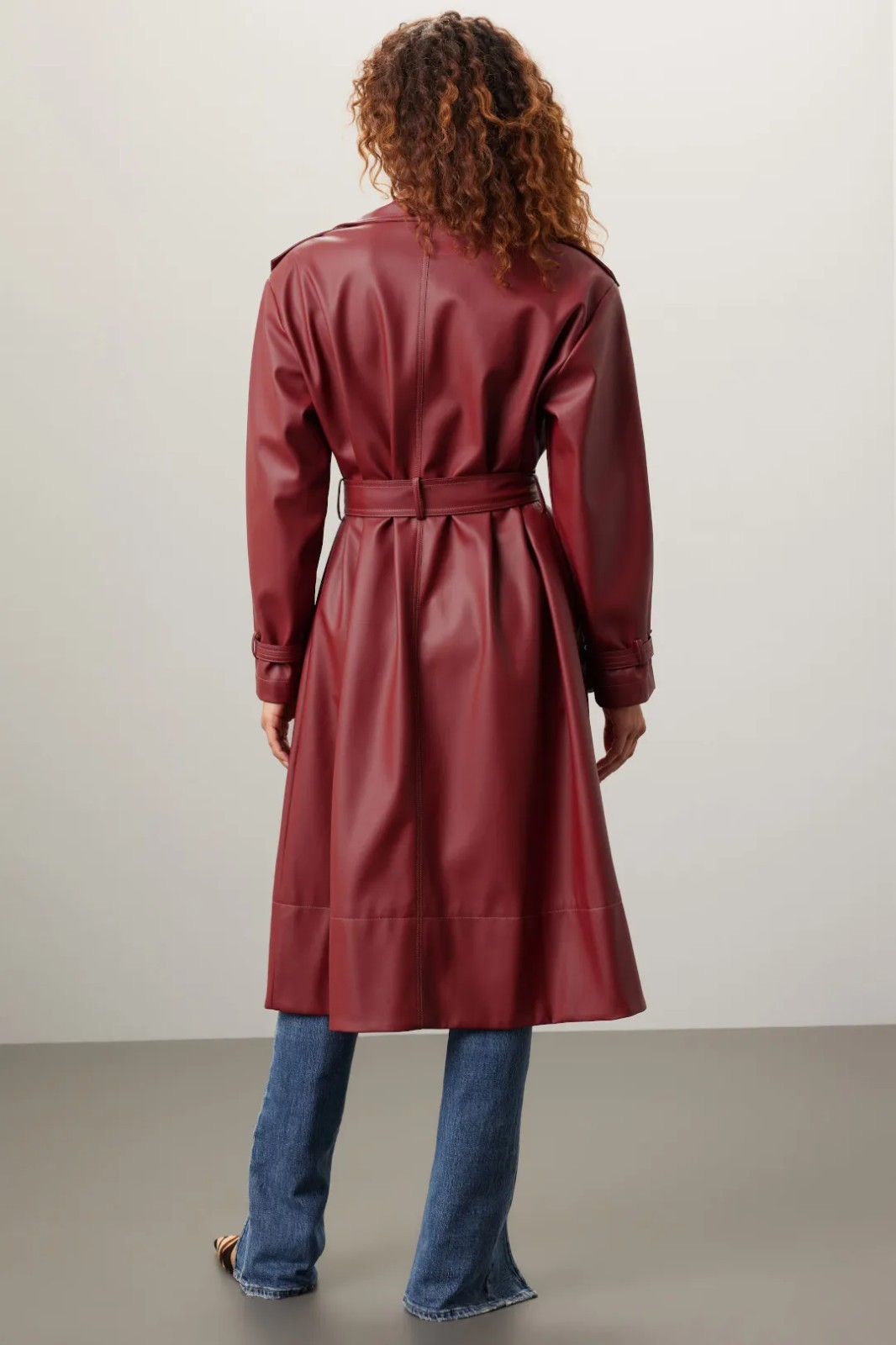 ASHLEY PARK x RTR Long Red Faux Leather Jacket Size S MSRP $350