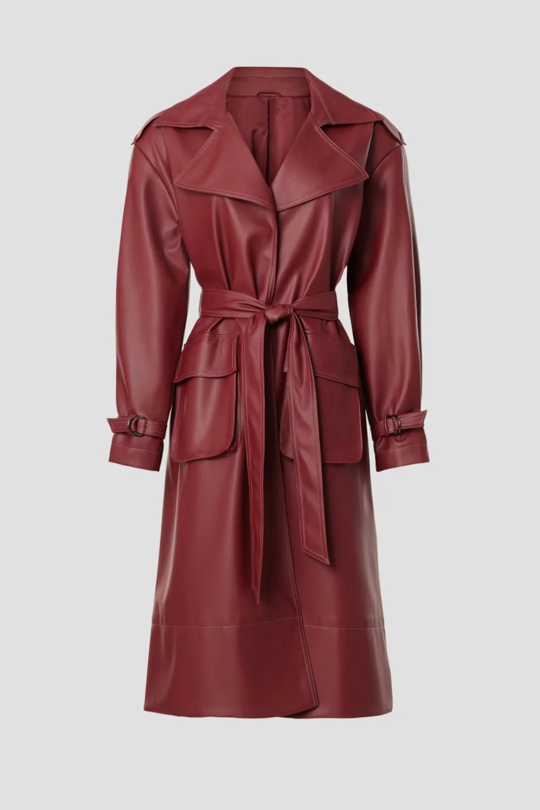 ASHLEY PARK x RTR Long Red Faux Leather Jacket Size S MSRP $350