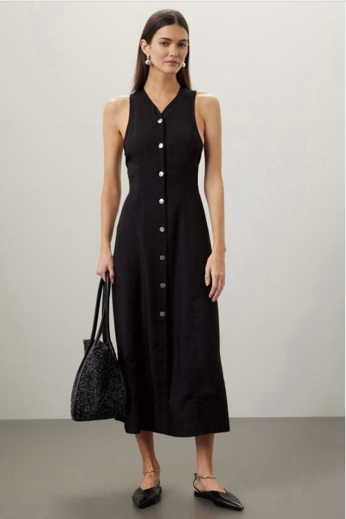 Proenza Schouler Midi Dress Rumbled Pique Knit Button Front Size 4 Msrp $495