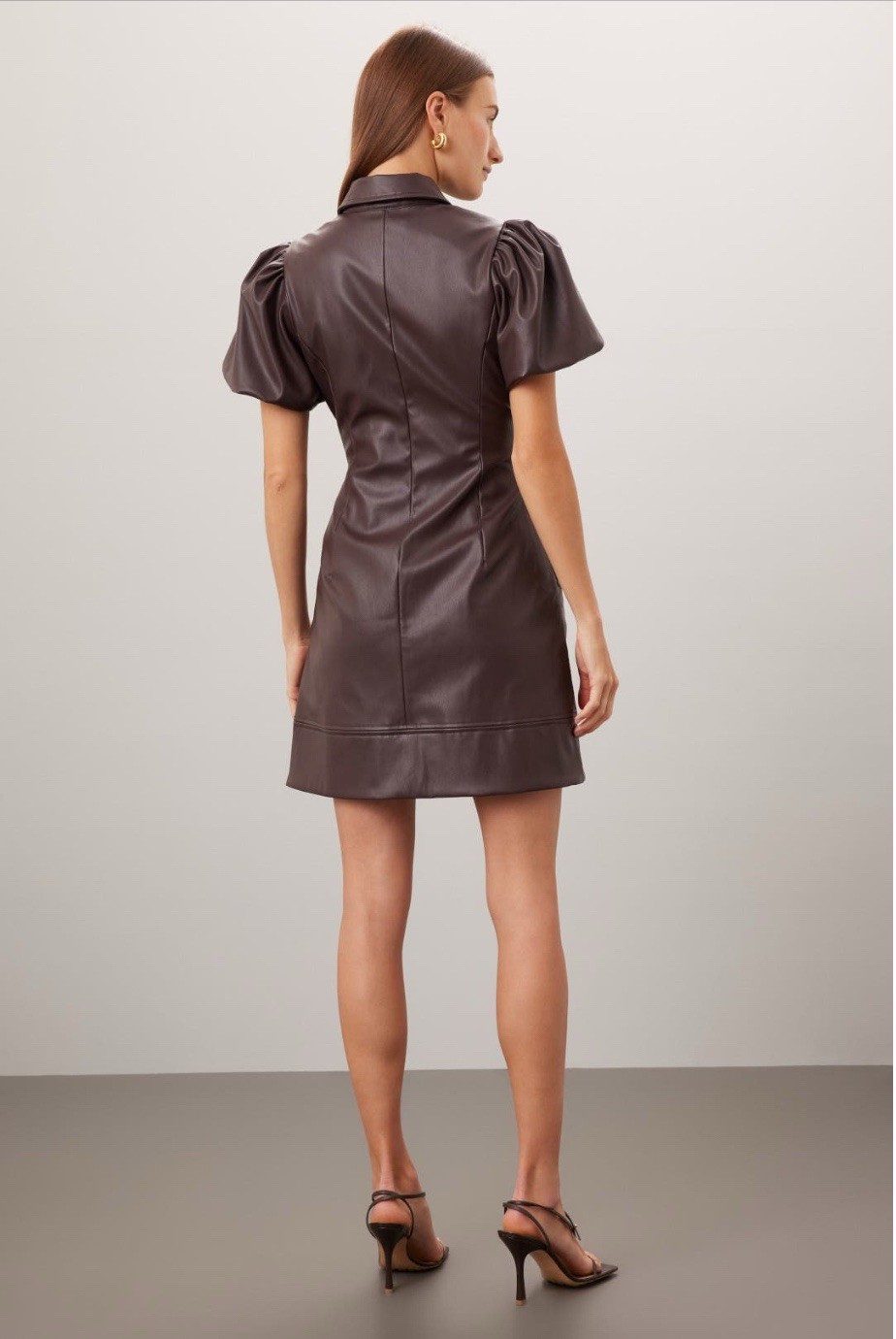 Toccon Puff Sleeve Faux Leather Dress Msrp $525 Size- 2