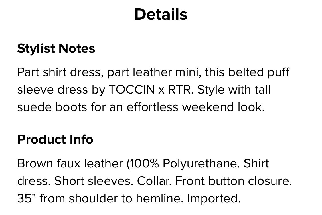 Toccon Puff Sleeve Faux Leather Dress Msrp $525 Size- 2