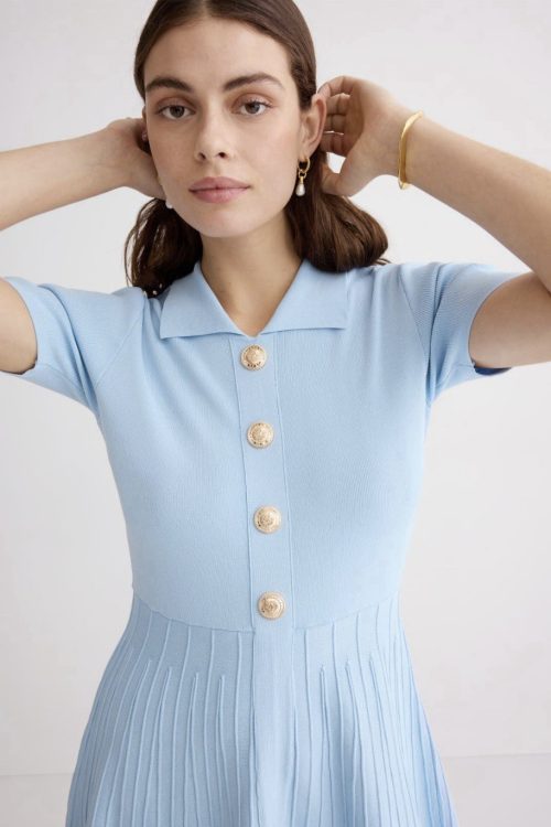 Alexia Admor Soren Fit & Flare Knit Sweater Blue Dress Size Medium