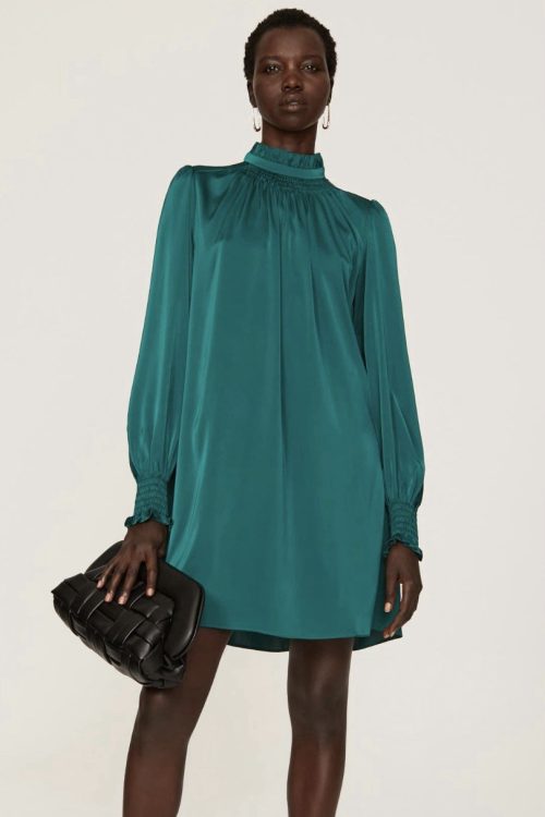 Adam Lippes Green Mock Neck Dress Size 6 (Retails $378)