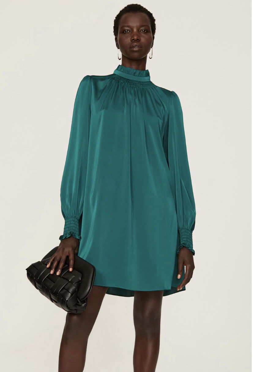 Adam Lippes Green Mock Neck Dress Size 6 (Retails $378)