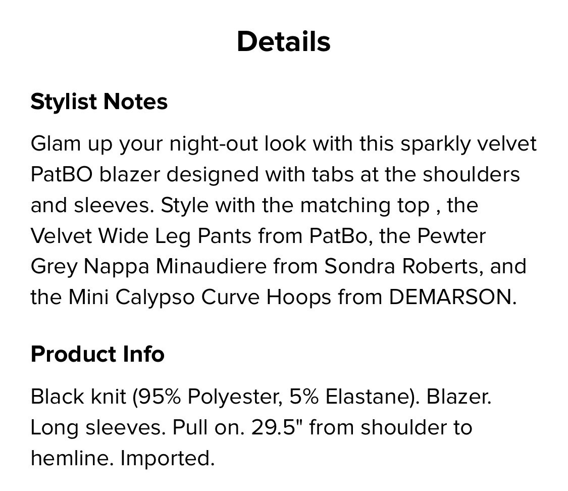 Patbo Embellished Velvet Jacket Msrp $550 Size Xs