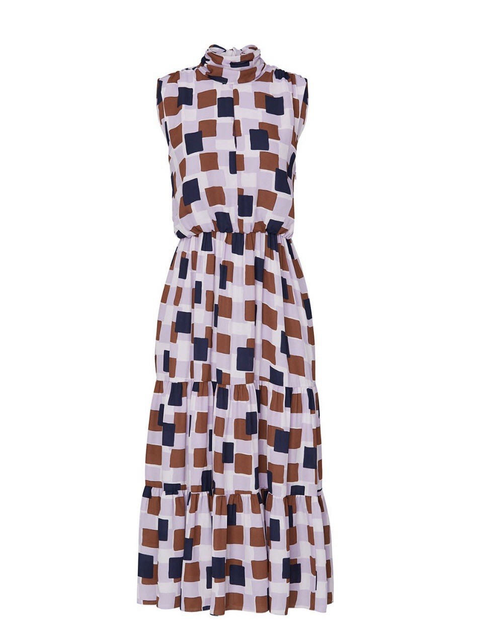 Kate Spade New York Geo Squares Square Tie Neck Midi Dress Size 6 Msrp $428