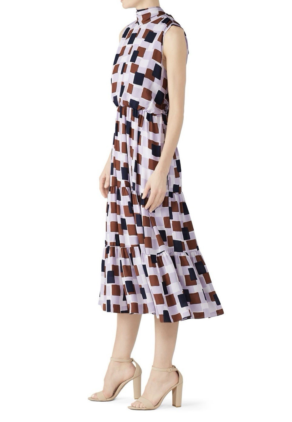 Kate Spade New York Geo Squares Square Tie Neck Midi Dress Size 6 Msrp $428