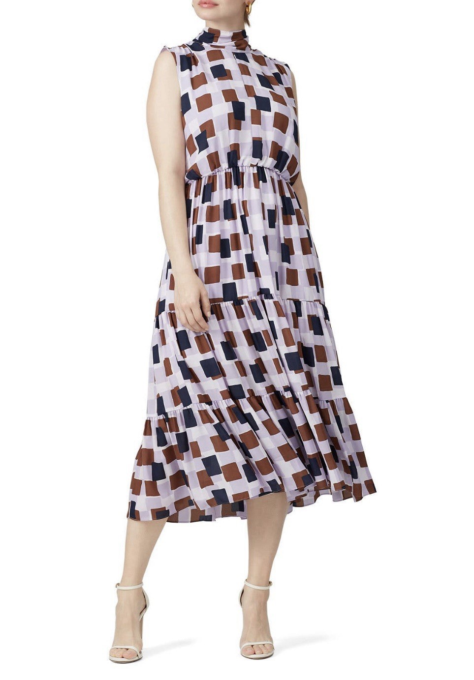 Kate Spade New York Geo Squares Square Tie Neck Midi Dress Size 6 Msrp $428