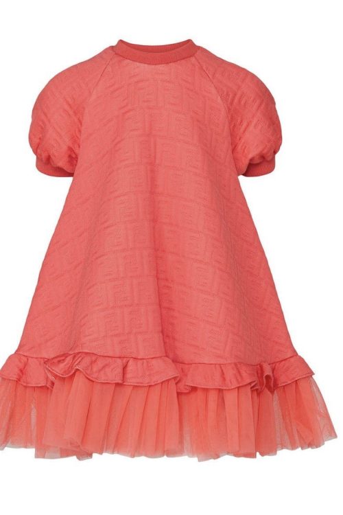 Fendi Kids Logo Embossed Dress Msrp $726 Size 5A