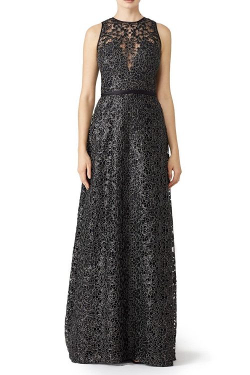Theia Metallic Lace Gown Msrp $750 Size 8