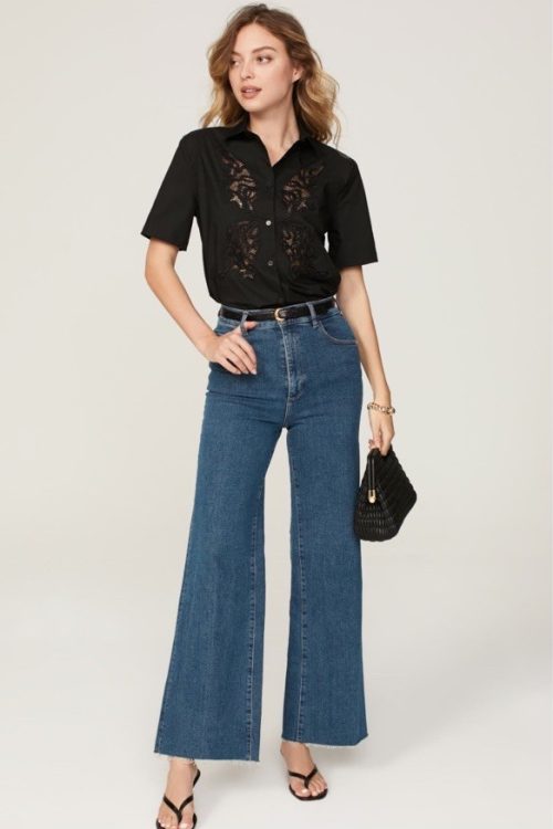 DL 1961 Blue Hepburn Wide Leg Jeans Msrp $209 Size 25