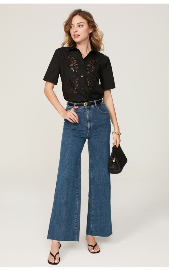 DL 1961 Blue Hepburn Wide Leg Jeans Msrp $209 Size 25