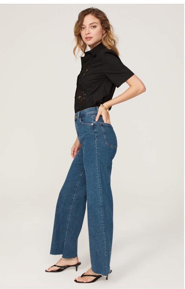 DL 1961 Blue Hepburn Wide Leg Jeans Msrp $209 Size 25