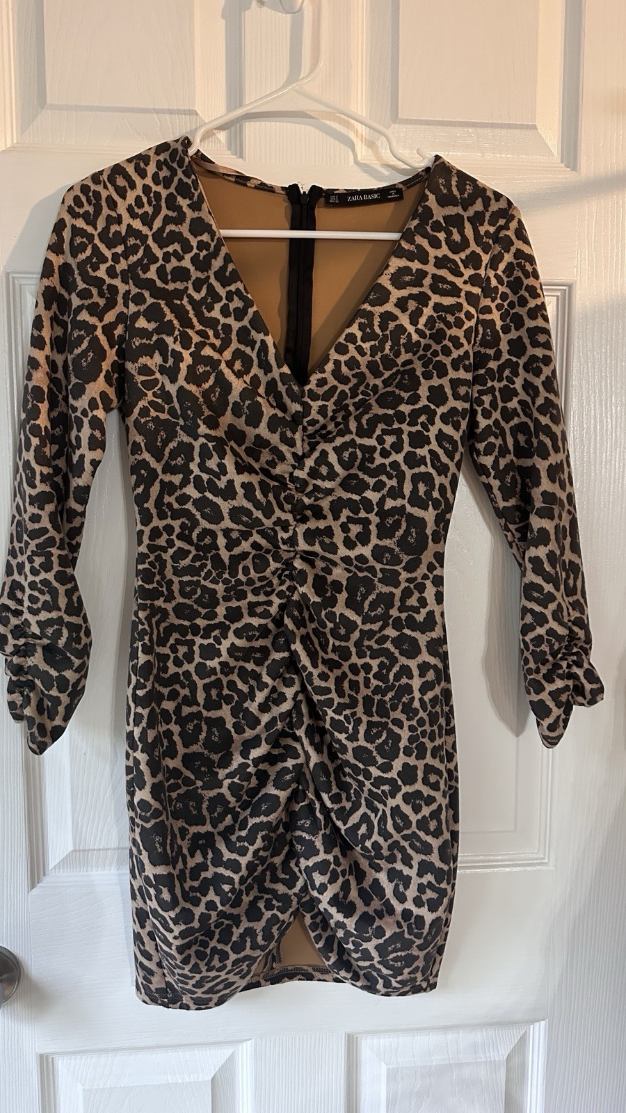 Zara Basic Leopard Long Sleeve Msrp $69 Dress Size S