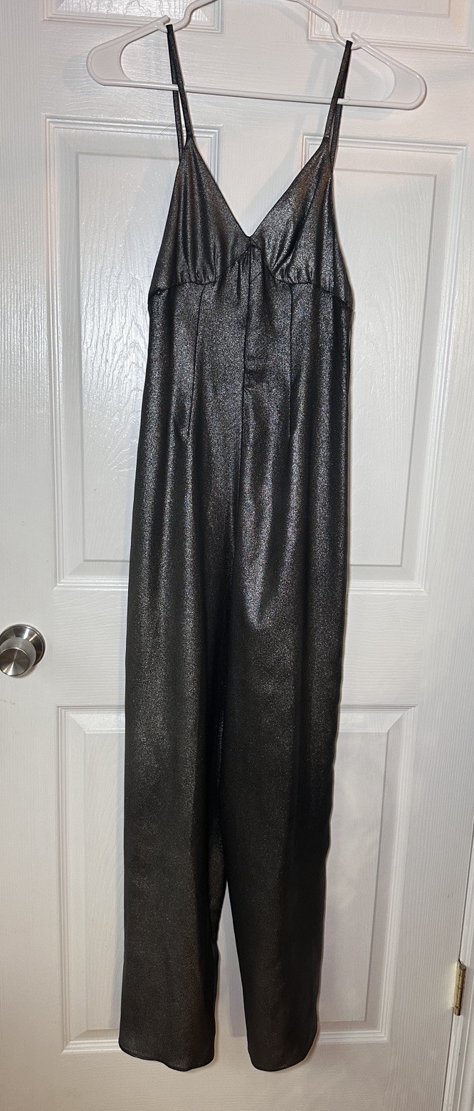 Top Shop Metallic Black Jumpsuit Size US 2