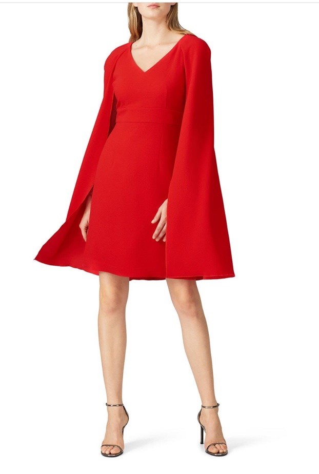 Trina Turk Shinrin Red Cape Back Dress Size 12 Msrp $268