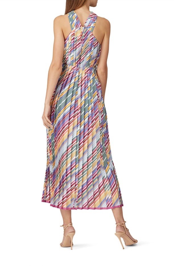 ML Monique Lhuillier Crossneck Pleated Dress Msrp $545 Size M