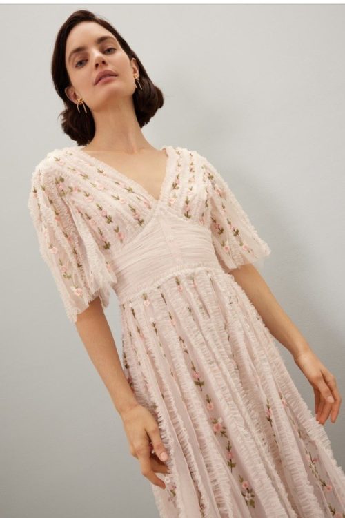 Mac Duggal Flora Ruffle Midi Dress Msrp $698 Size 0