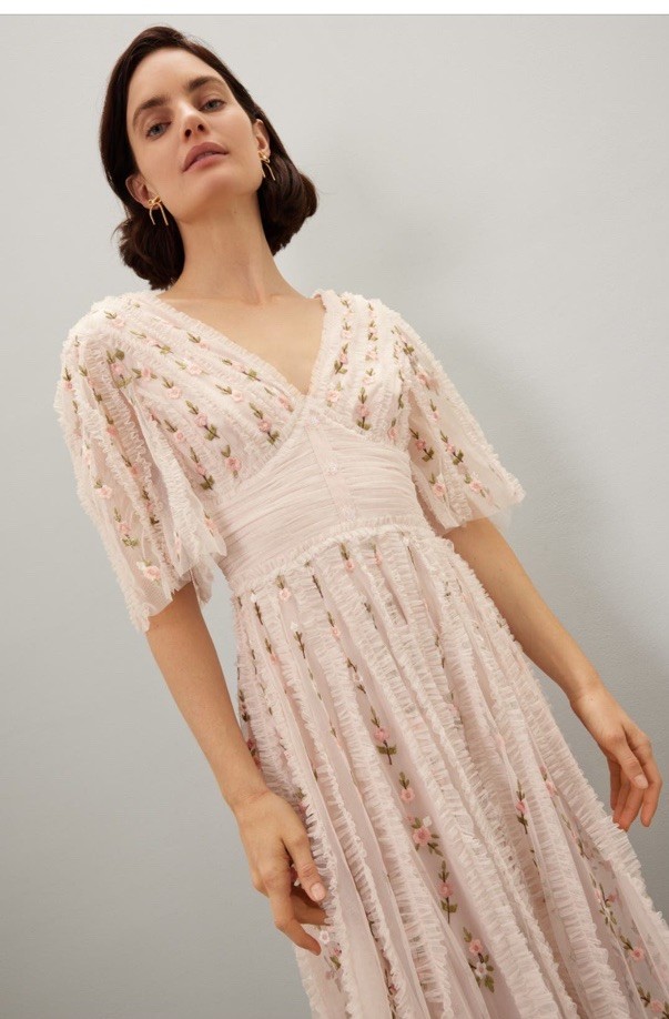 Mac Duggal Flora Ruffle Midi Dress Msrp $698 Size 0