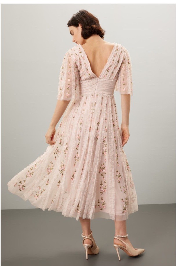 Mac Duggal Flora Ruffle Midi Dress Msrp $698 Size 0