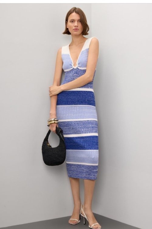 Toccin Sadie Sleeveless Striped Midi Dress Size L Msrp $395