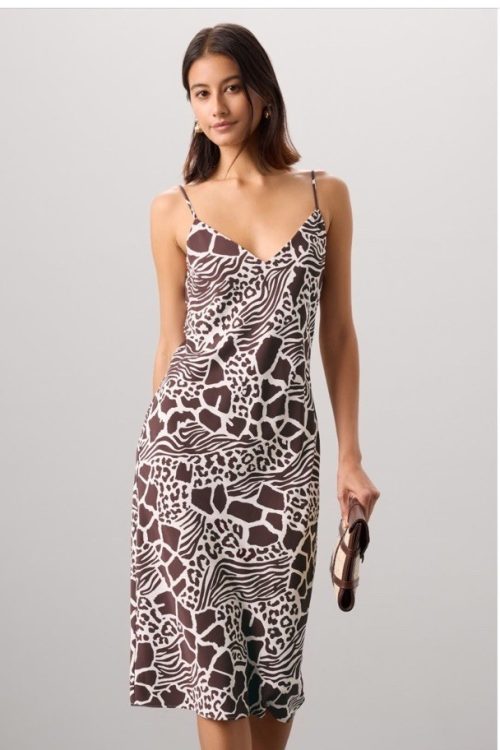 Adam Lippes Animal Print Silk Slip Dress Size 4 Msrp $295