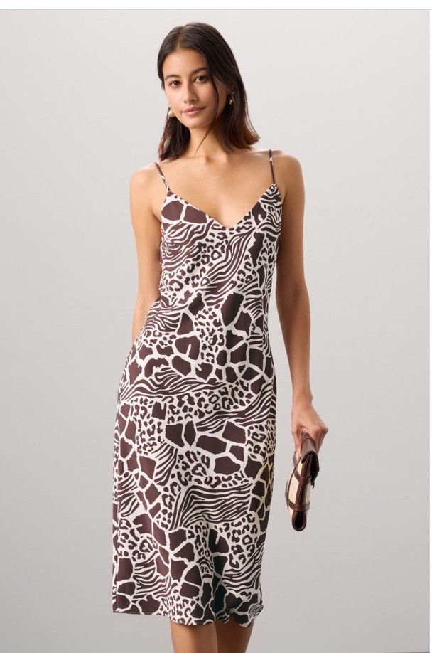 Adam Lippes Animal Print Silk Slip Dress Size 4 Msrp $295