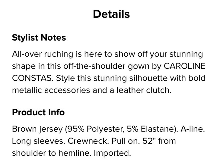 Caroline Constas Tara Dress Maxi Off Shoulder Msrp $695 Size Small