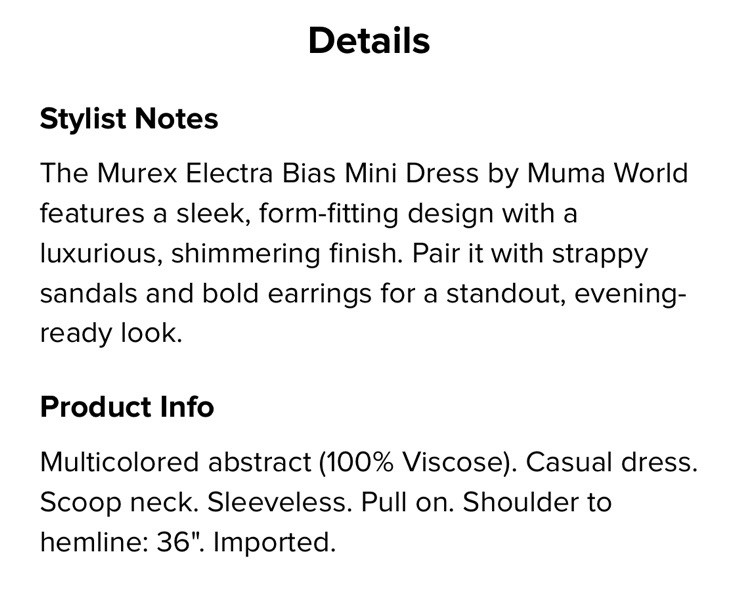 Muma World Murex Electra Bias Mini Dress Msrp $395 Size L