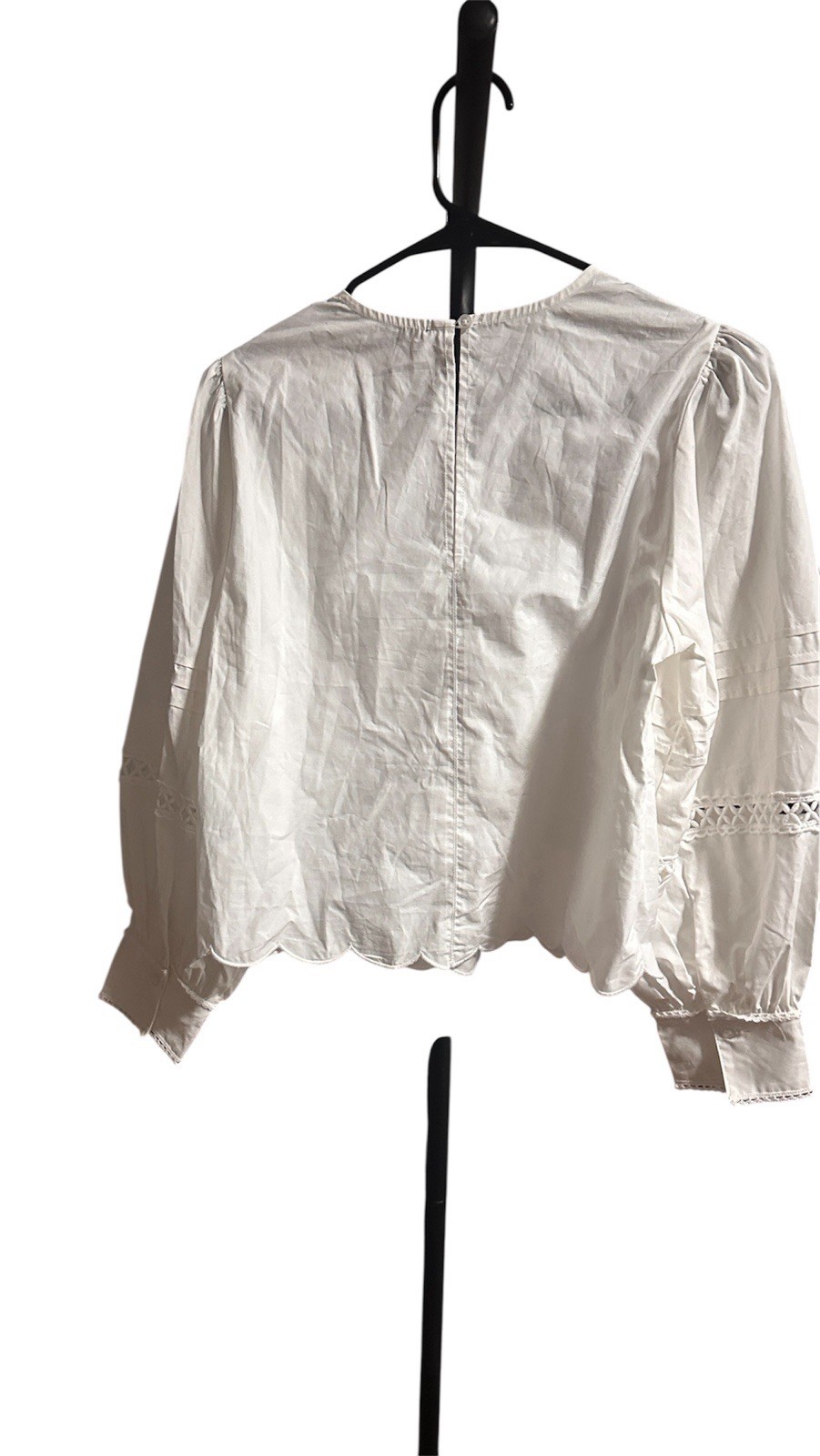 French Connection White Long Sleeve Top With Lace Design