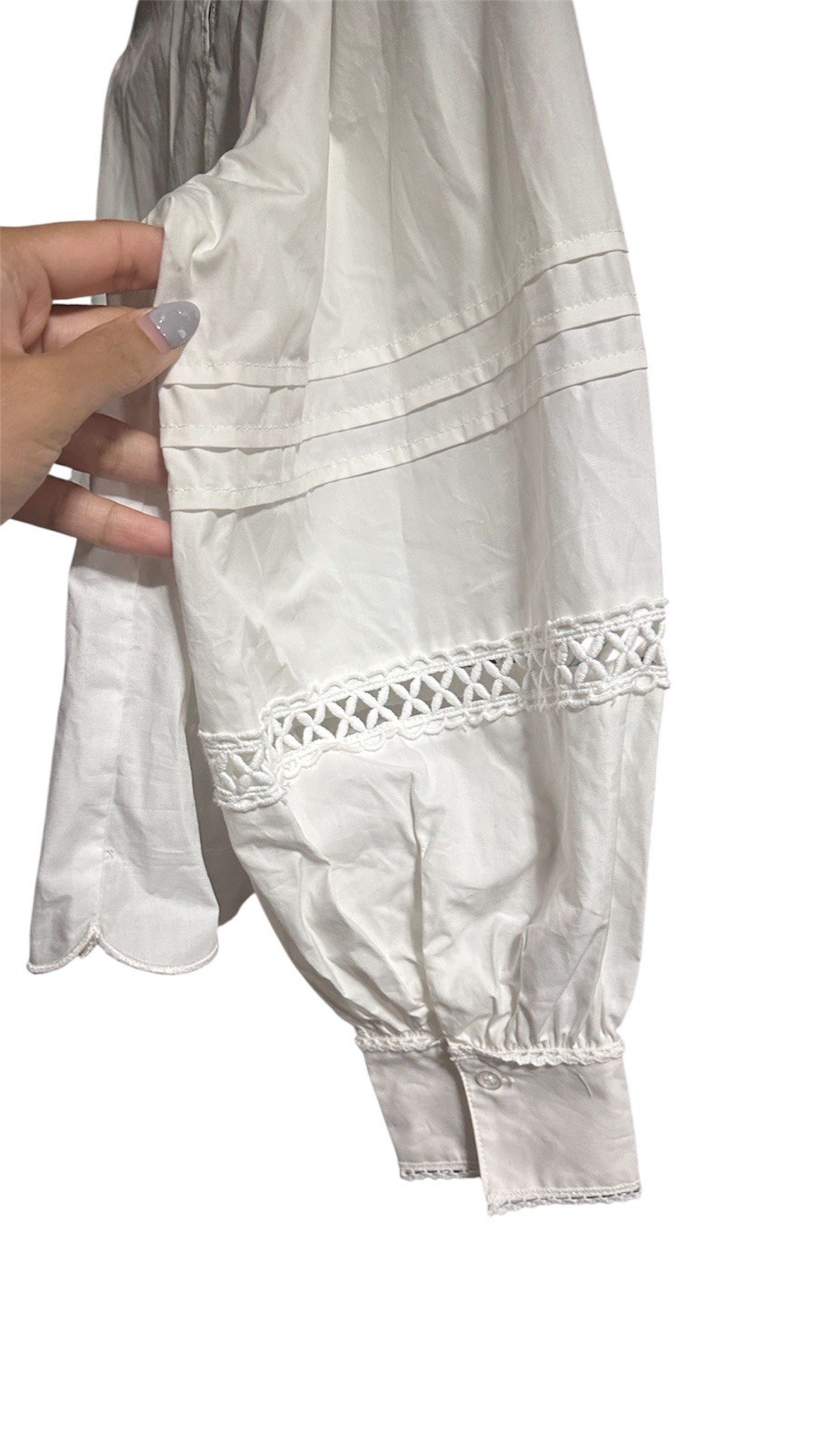 French Connection White Long Sleeve Top With Lace Design