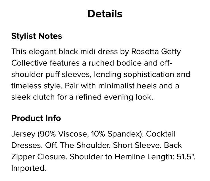 Rosetta Getty Collective Off The Shoulder Bodice Dress $485 Size 12