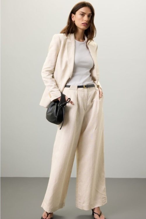 Club Monaco Wide Leg Linen Trouser Msrp $198 Size 14