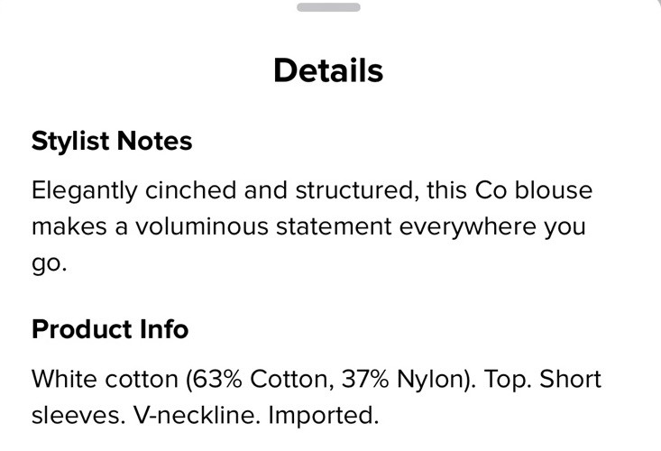 Co Tucked Waist Blouse Msrp $625 Size L