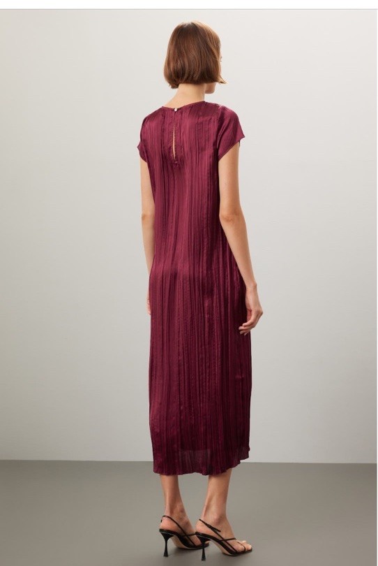 Madewell Short-Sleeve Slip Midi Dress In Plisse $128 Size M