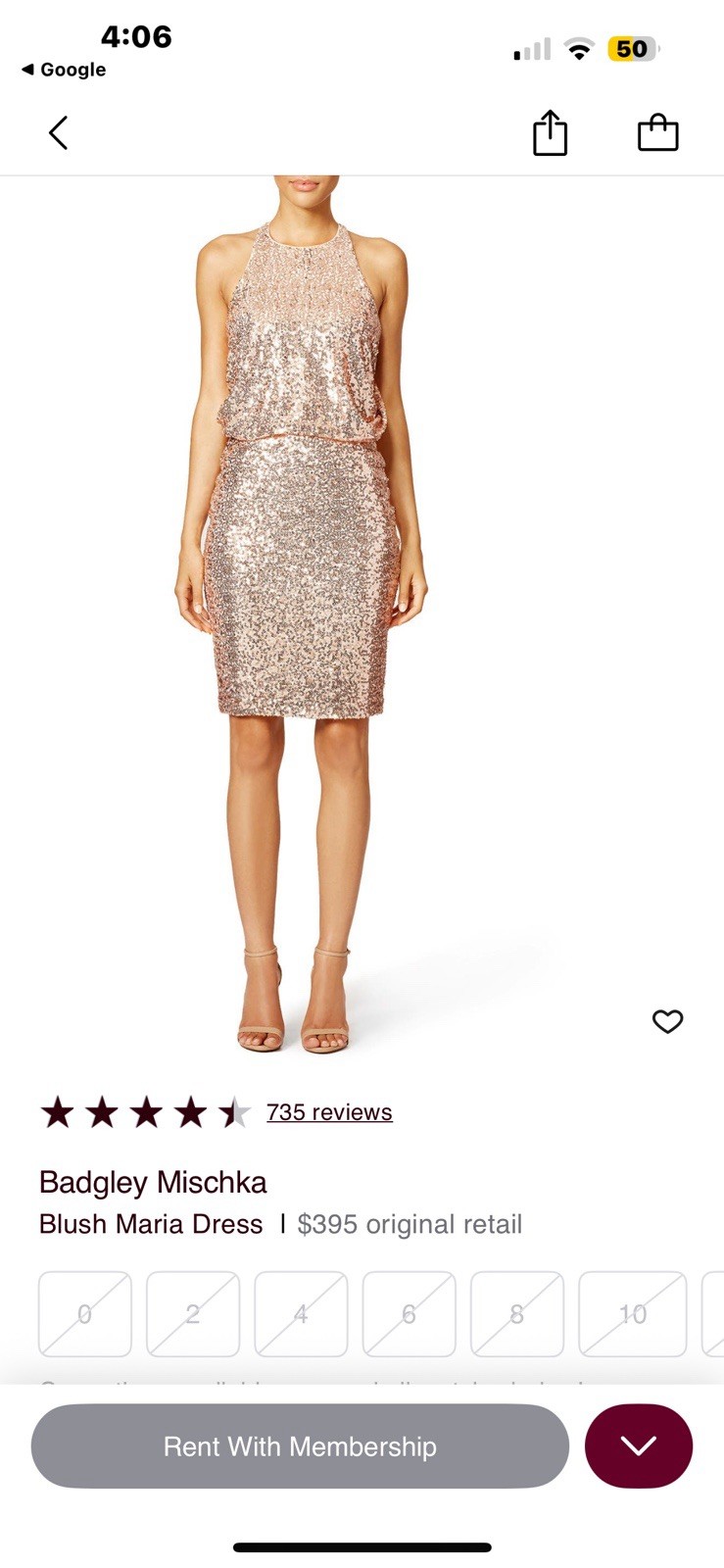 Badgley Mischka Blush Maria Dress $395 Size 8