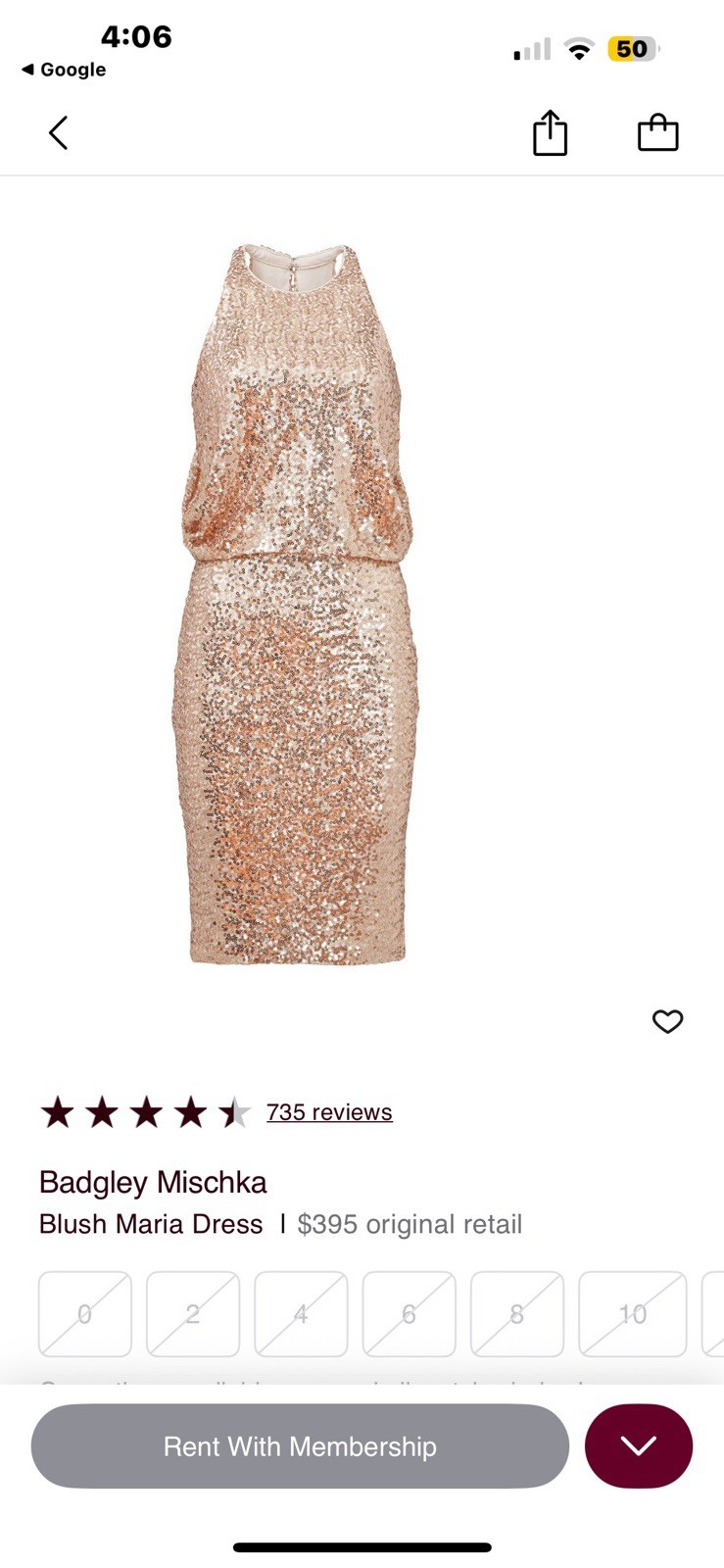 Badgley Mischka Blush Maria Dress $395 Size 8