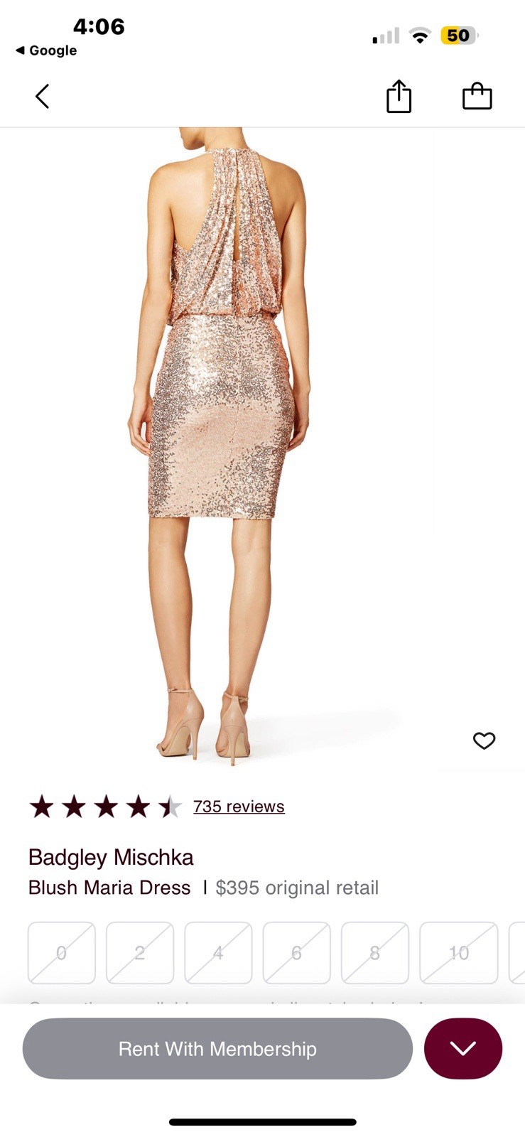 Badgley Mischka Blush Maria Dress $395 Size 8