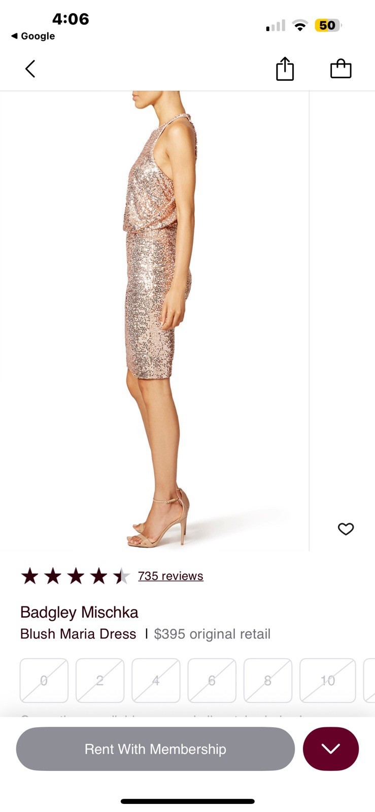 Badgley Mischka Blush Maria Dress $395 Size 8