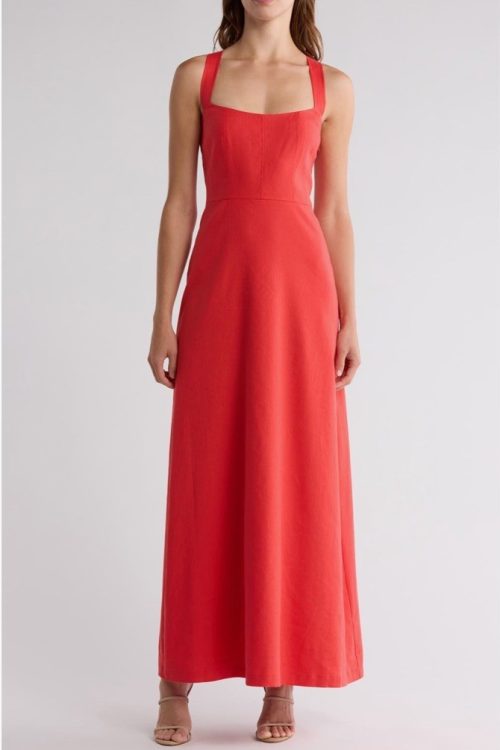 Theory Linen Blend Maxi Dress $425 Size 2