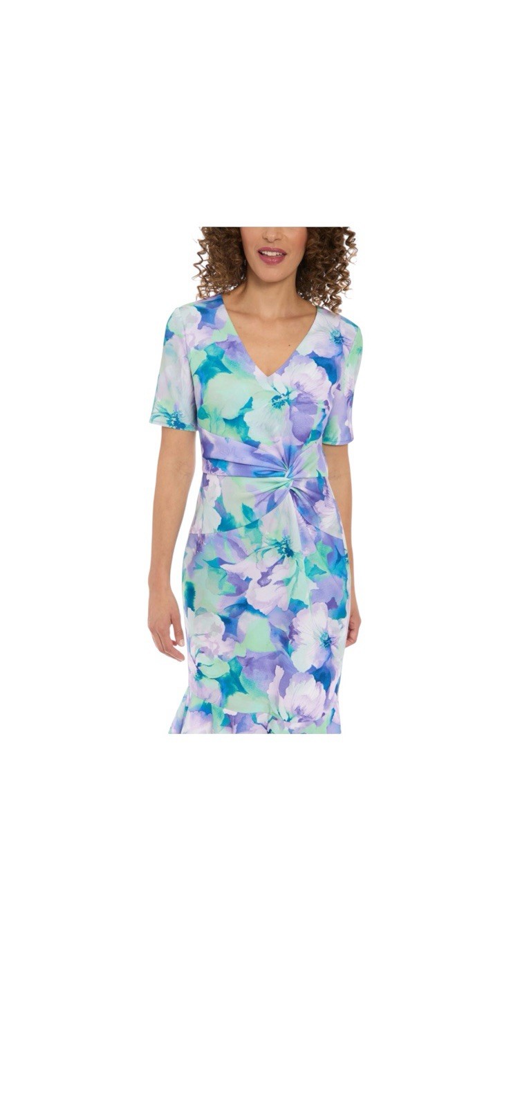 Petite London Times Short Sleeve Side Twist Midi Dress