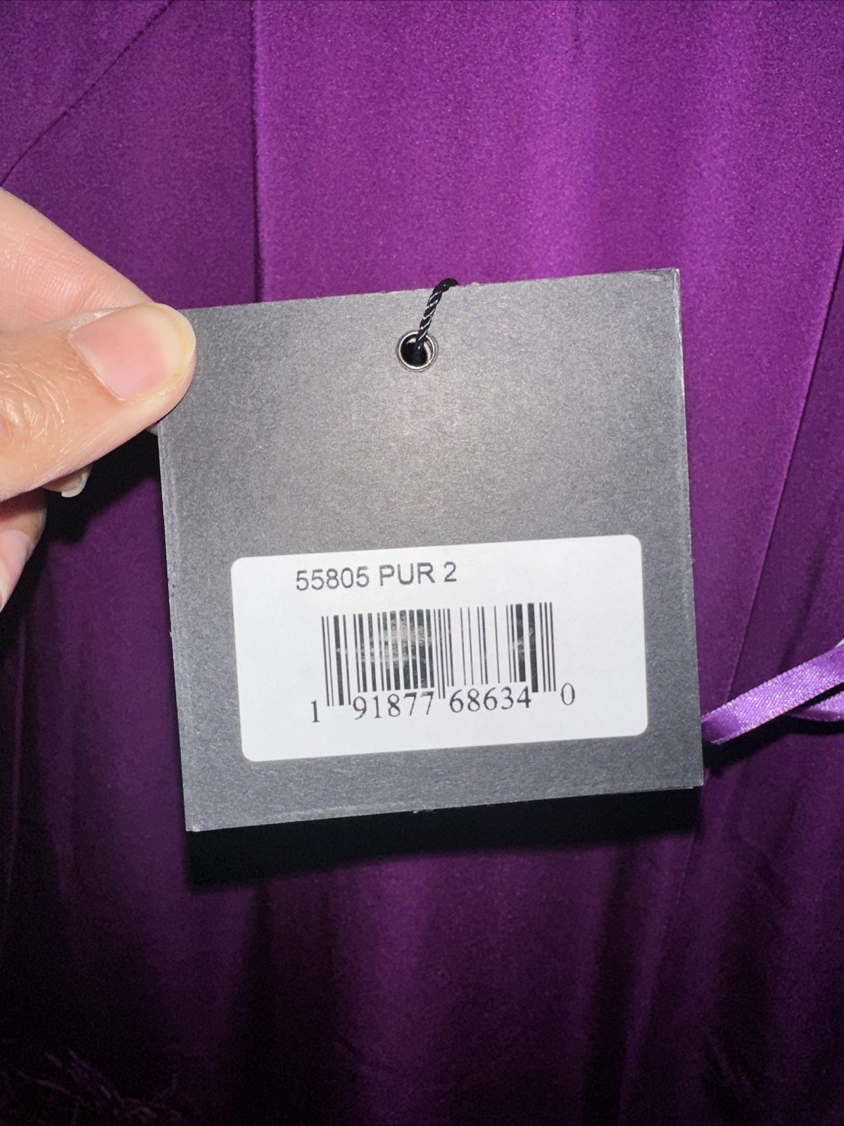 NWT Mac Duggal Purple Feathered Hem High Neck Trapeze Dress $298 Size 2