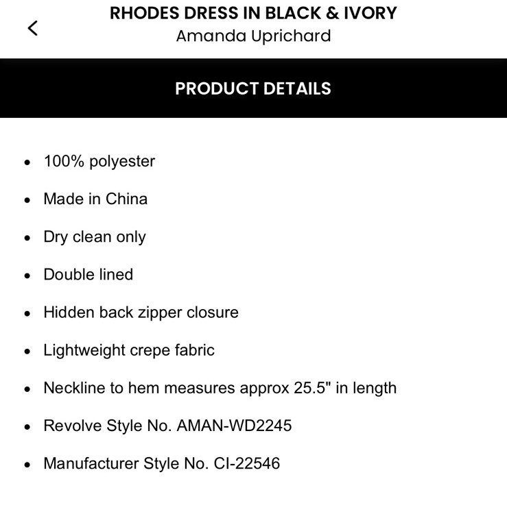 Amanda Uprichard Rhode Dress In Black & Ivory $260 Size XS