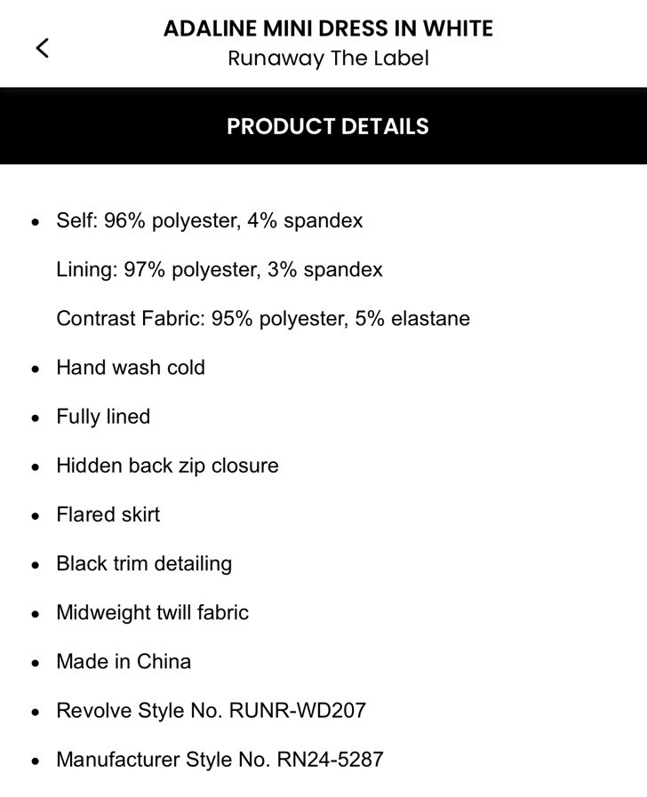 NWT Runway The Label Adaline Mini Dress Size L