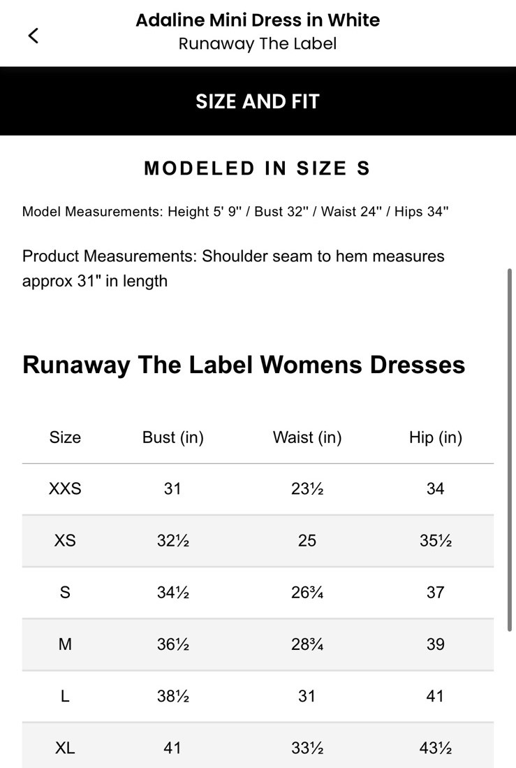 NWT Runway The Label Adaline Mini Dress Size L